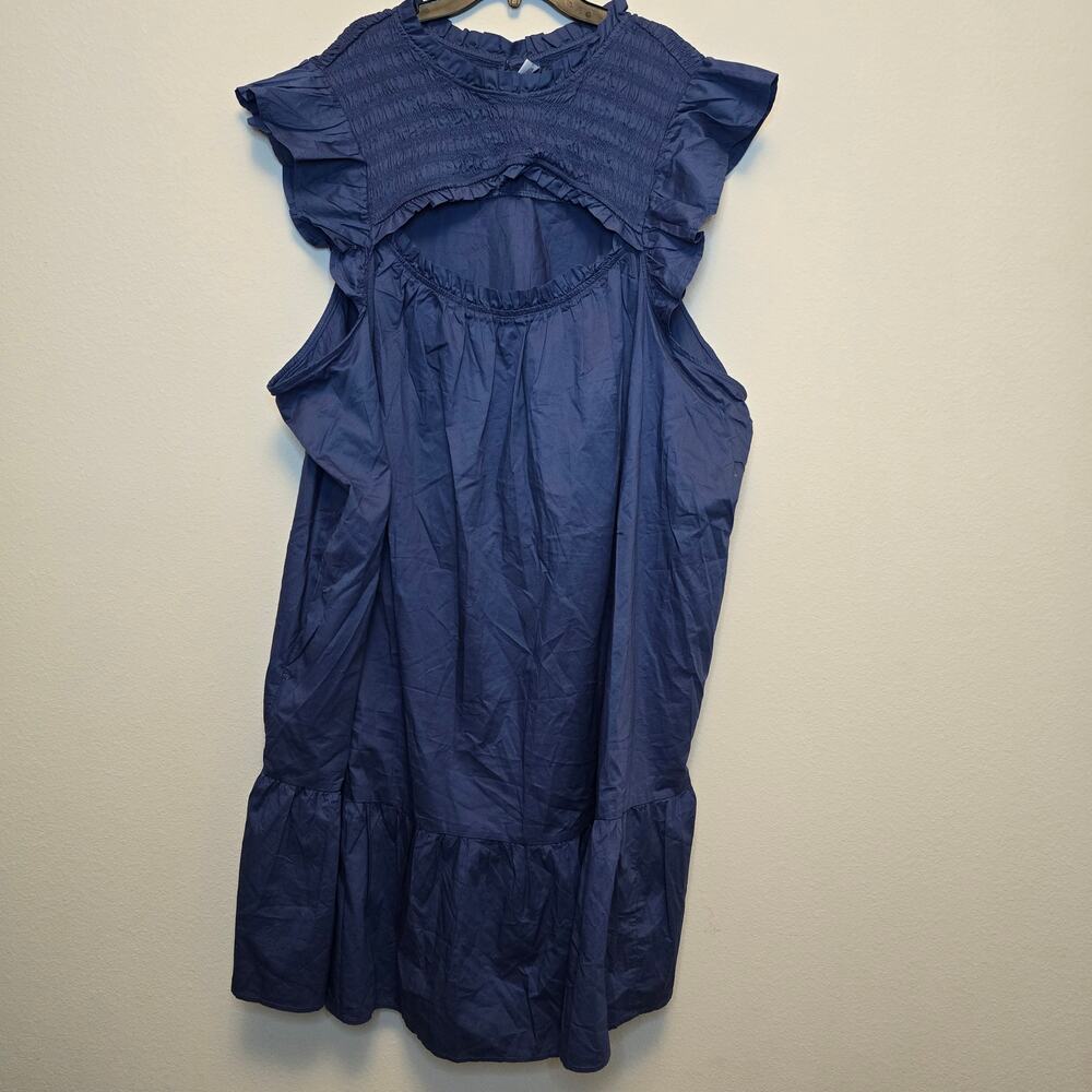 Old Navy Flutter-Sleeve Cotton-Poplin Smocked Cut-Out Mini Swing Dress Size 4X